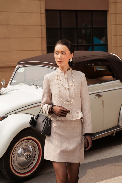 Sixdo Dark Beige Tweed Vest